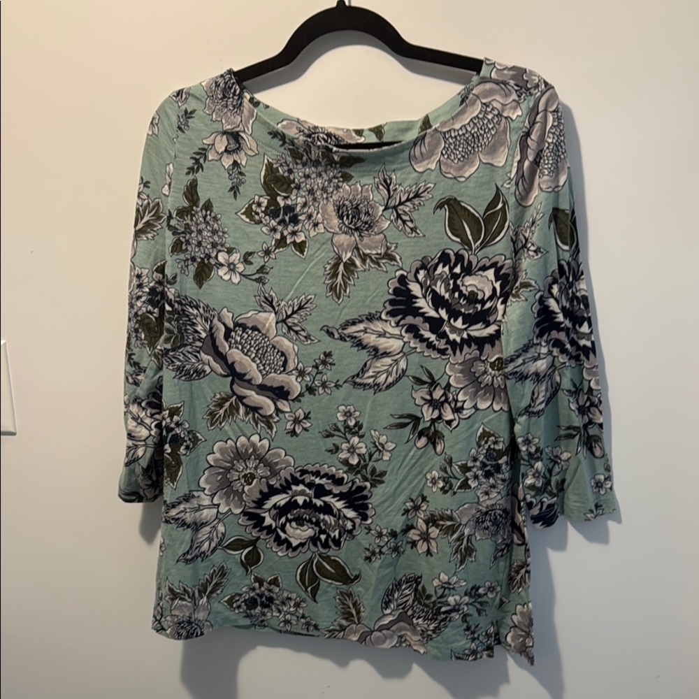 LOFT Green Ruffled Relaxed Blouse - Picture 1 of 2